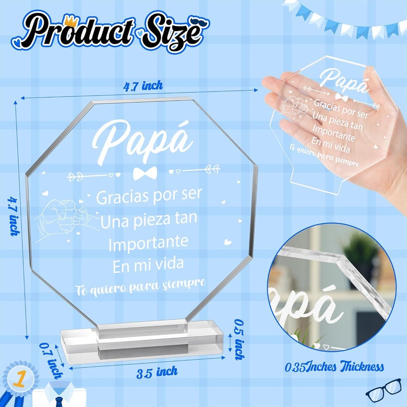 Yopyame Dad Gifts Acrylic Plaque - Regalos para Papá Acrylic Gift Keepsake Paperweight Gifts for Dad in Spanish Christmas Thanksgiving Father's Day Ideas Gifts for Dad Birthday from Son Daughter - Image 2